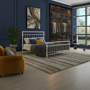 Odin Çift Kişilik Metal Karyola-beyaz (ahşap Latali) 140x200 cm