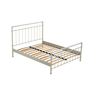 Odin Çift Kişilik Metal Karyola-beyaz (ahşap Latali)