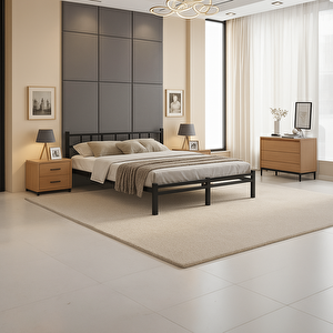 Titan Çift Kişilik Metal Karyola 160x200 - Siyah 160x200 cm