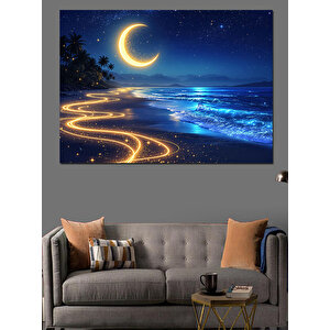 Kıvrımlı Ay Manzarası Dekoratif Kanvas - Mdf Ahşap Tablo 70x100 cm