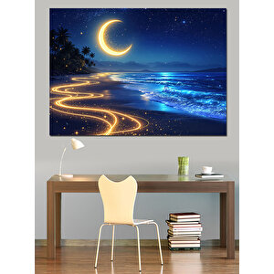 Kıvrımlı Ay Manzarası Dekoratif Kanvas - Mdf Ahşap Tablo 70x100 cm