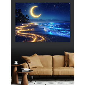 Kıvrımlı Ay Manzarası Dekoratif Kanvas - Mdf Ahşap Tablo