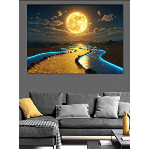 Ay Işığında Yürüyüş Yolu Dekoratif Kanvas - Mdf Ahşap Tablo 100x140 cm