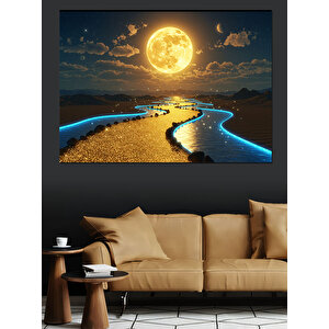 Ay Işığında Yürüyüş Yolu Dekoratif Kanvas - Mdf Ahşap Tablo 100x140 cm