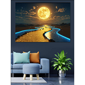 Ay Işığında Yürüyüş Yolu Dekoratif Kanvas - Mdf Ahşap Tablo 100x140 cm