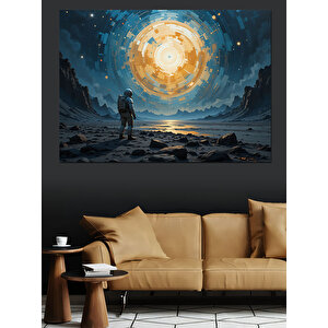 Parlayan Ay Işığı Gezgin Dekoratif Kanvas - Mdf Ahşap Tablo 100x140 cm