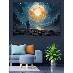 Parlayan Ay Işığı Gezgin Dekoratif Kanvas - Mdf Ahşap Tablo 100x140 cm