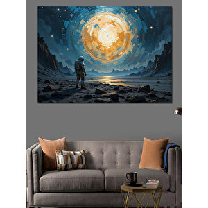 Parlayan Ay Işığı Gezgin Dekoratif Kanvas - Mdf Ahşap Tablo 100x140 cm