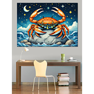 Ay Işığında Yengeç Dekoratif Kanvas - Mdf Ahşap Tablo 35x50 cm