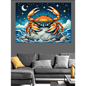 Ay Işığında Yengeç Dekoratif Kanvas - Mdf Ahşap Tablo 35x50 cm