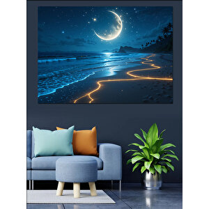 Kumsalda Ay Işığı Dekoratif Kanvas - Mdf Ahşap Tablo