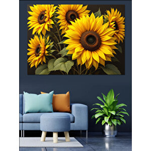Sarı Büyük Ayçiçekler Dekoratif Kanvas - Mdf Ahşap Tablo 25x35 cm
