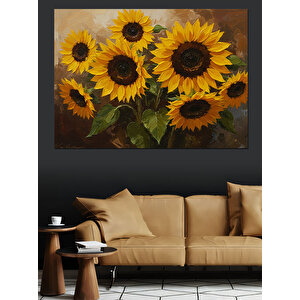 Canlı Sarı Ayçiçekleri Tablosu Dekoratif Kanvas - Mdf Ahşap Tablo 25x35 cm