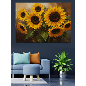 Canlı Sarı Ayçiçekleri Tablosu Dekoratif Kanvas - Mdf Ahşap Tablo 25x35 cm