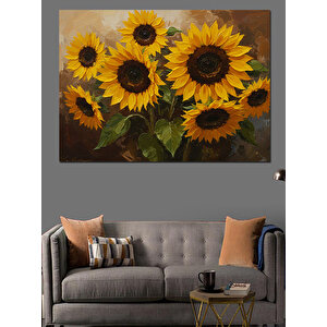 Canlı Sarı Ayçiçekleri Tablosu Dekoratif Kanvas - Mdf Ahşap Tablo 25x35 cm