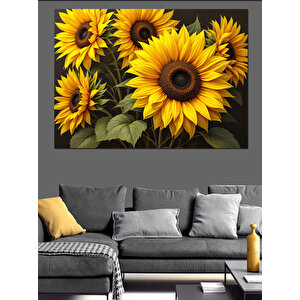 Sarı Büyük Ayçiçekler Dekoratif Kanvas - Mdf Ahşap Tablo