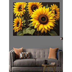 Sarı Büyük Ayçiçekler Dekoratif Kanvas - Mdf Ahşap Tablo 50x70 cm