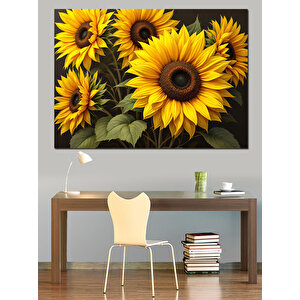 Sarı Büyük Ayçiçekler Dekoratif Kanvas - Mdf Ahşap Tablo 100x140 cm