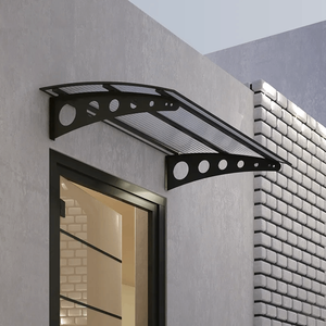 Pratik Metal Sundurma 230x70 Oval Serisi Kapı Üstü Sundurma Koruma Gölgelik Siyah - Şeffaf 230x70 cm