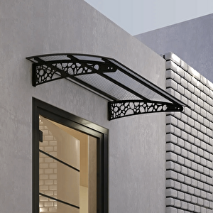Pratik Metal Sundurma 130x120 Çakıl Taşı Serisi Kapı Üstü Sundurma Koruma Gölgelik Antrasit - Şeffaf 130x120 cm