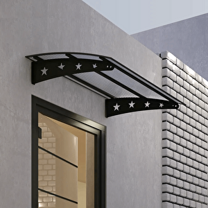 Pratik Metal Sundurma 180x120 Yıldız Serisi Kapı Üstü Sundurma Koruma Gölgelik Antrasit - Şeffaf 180x120 cm