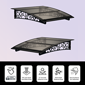 Pratik Metal Sundurma 270x70 Çakıl Taşı Serisi Kapı Üstü Sundurma Koruma Gölgelik Siyah - Bronz