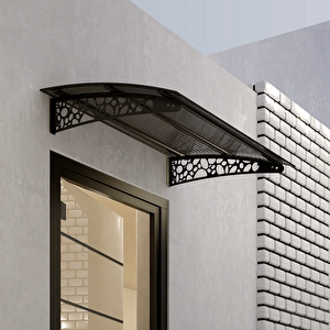 Pratik Metal Sundurma 120x120 Çakıl Taşı Serisi Kapı Üstü Sundurma Koruma Gölgelik Siyah - Bronz 120x120 cm