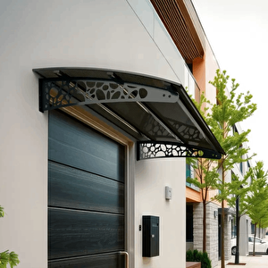 Pratik Metal Sundurma 260x120 Çakıl Taşı Serisi Kapı Üstü Sundurma Koruma Gölgelik Siyah - Bronz 260x120 cm