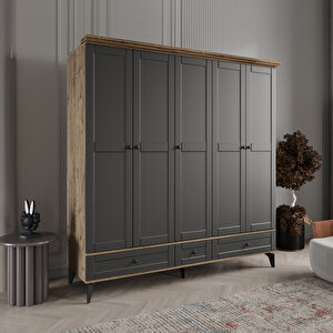 Dali 5 K Antrasit Gardırop Tamamı Mdf