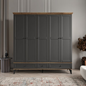 Dali 5 K Antrasit Gardırop Tamamı Mdf