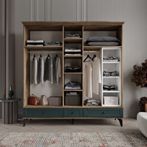 Dali 5 Kapak Yeşil Gardırop Tamamı Mdf