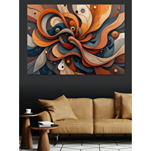 Soyut Dalgasal Renk Patlaması Dekoratif Kanvas - Mdf Ahşap Tablo 100x140 cm