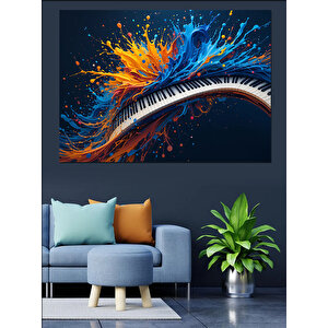 Renk Patlamalı Piyano Tuşları Dekoratif Kanvas - Mdf Ahşap Tablo 70x100 cm