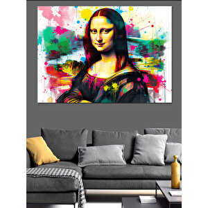 Renkli Mona Lisa Dekoratif Kanvas - Mdf Ahşap Tablo 35x50 cm