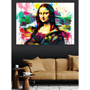 Renkli Mona Lisa Dekoratif Kanvas - Mdf Ahşap Tablo 35x50 cm