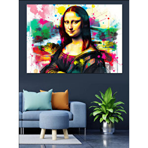 Renkli Mona Lisa Dekoratif Kanvas - Mdf Ahşap Tablo 35x50 cm