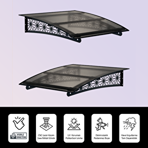Pratik Metal Sundurma 120x70 Lotus Serisi Kapı Üstü Sundurma Koruma Gölgelik Siyah - Bronz