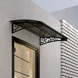 Pratik Metal Sundurma 200x120 Lale Serisi Kapı Üstü Sundurma Koruma Gölgelik Siyah - Bronz 200x120 cm