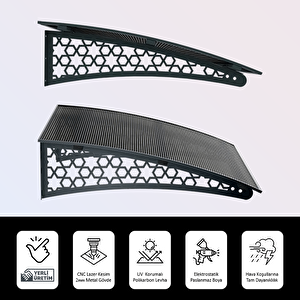 Pratik Metal Sundurma 290x80 Selçuklu Serisi Kapı Üstü Sundurma Koruma Gölgelik Siyah - Bronz