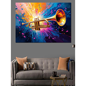 Soyut Renk Patlayan Trompet Dekoratif Kanvas - Mdf Ahşap Tablo 25x35 cm
