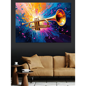 Soyut Renk Patlayan Trompet Dekoratif Kanvas - Mdf Ahşap Tablo 35x50 cm