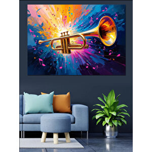 Soyut Renk Patlayan Trompet Dekoratif Kanvas - Mdf Ahşap Tablo 35x50 cm