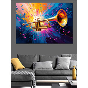 Soyut Renk Patlayan Trompet Dekoratif Kanvas - Mdf Ahşap Tablo