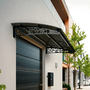 Pratik Metal Sundurma 100x80 Çakıl Taşı Serisi Kapı Üstü Sundurma Koruma Gölgelik Antrasit - Bronz 100x80 cm