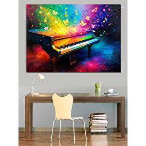 Renk Patlamalı Piyano Tablosu Dekoratif Kanvas - Mdf Ahşap Tablo