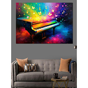 Renk Patlamalı Piyano Tablosu Dekoratif Kanvas - Mdf Ahşap Tablo 100x140 cm