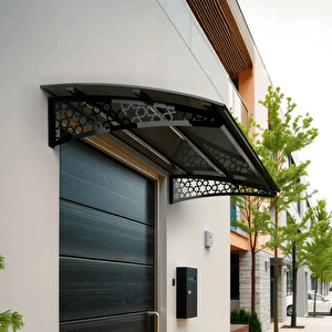 Pratik Metal Sundurma 110x120 Selçuklu Serisi Kapı Üstü Sundurma Koruma Gölgelik Siyah - Bronz 110x120 cm