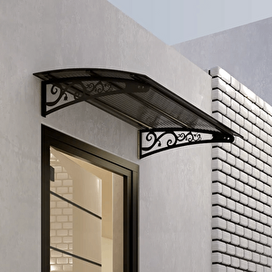 Pratik Metal Sundurma 280x70 Lale Serisi Kapı Üstü Sundurma Koruma Gölgelik Siyah - Bronz 280x70 cm