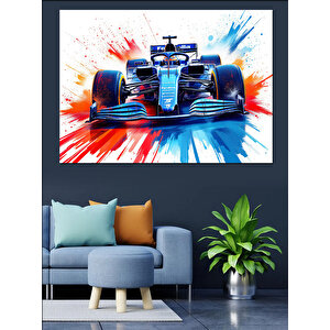 Renk Patlamalı Formula 1 Dekoratif Kanvas - Mdf Ahşap Tablo 35x50 cm