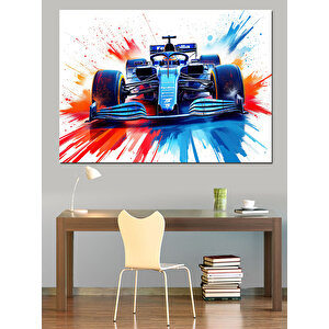 Renk Patlamalı Formula 1 Dekoratif Kanvas - Mdf Ahşap Tablo